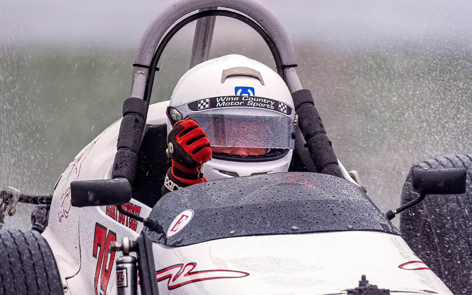 Rain ?  What rain ?  Thumbs up from Wine Country Motor Sports : Cars : Dan Sheehan Photographs - Fine Art Stock Photography