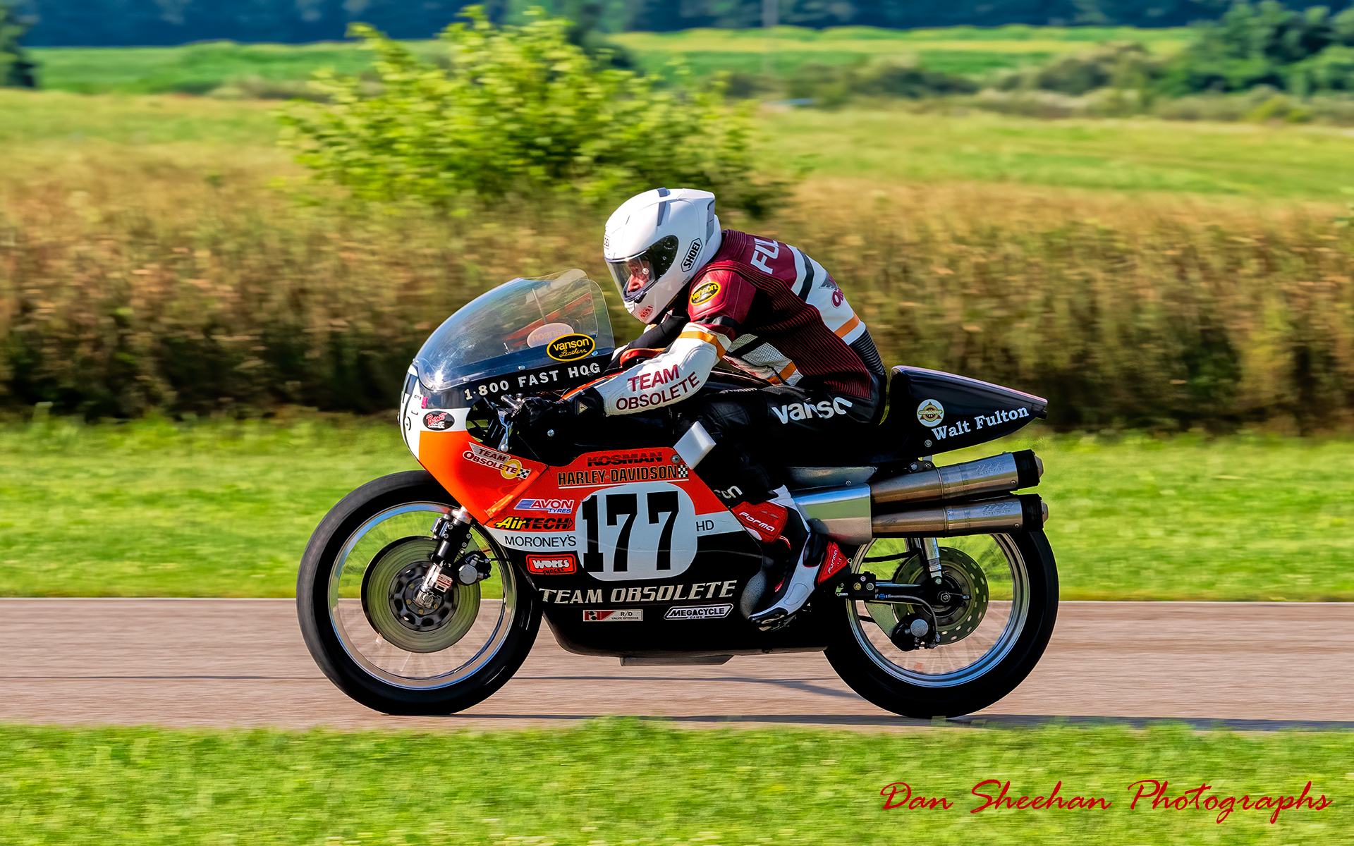 Team Obsolete ?  Doesn't look obsolete to me. Very cool Harley. AHRMA Gingerman 2023 : Bikes  : Dan Sheehan Photographs - Fine Art Stock Photography