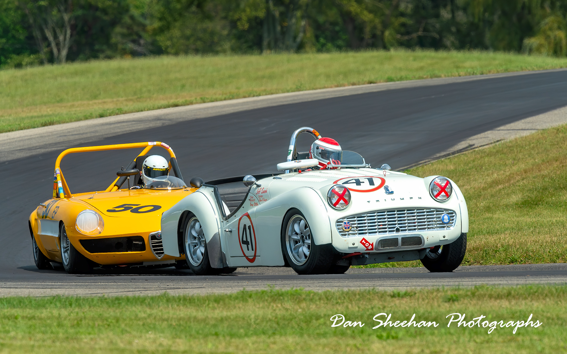 Triumph And Alfa Romeo toe to toe at Grattan Raceway Park in Michigan : Cars : Dan Sheehan Photographs - Fine Art Stock Photography