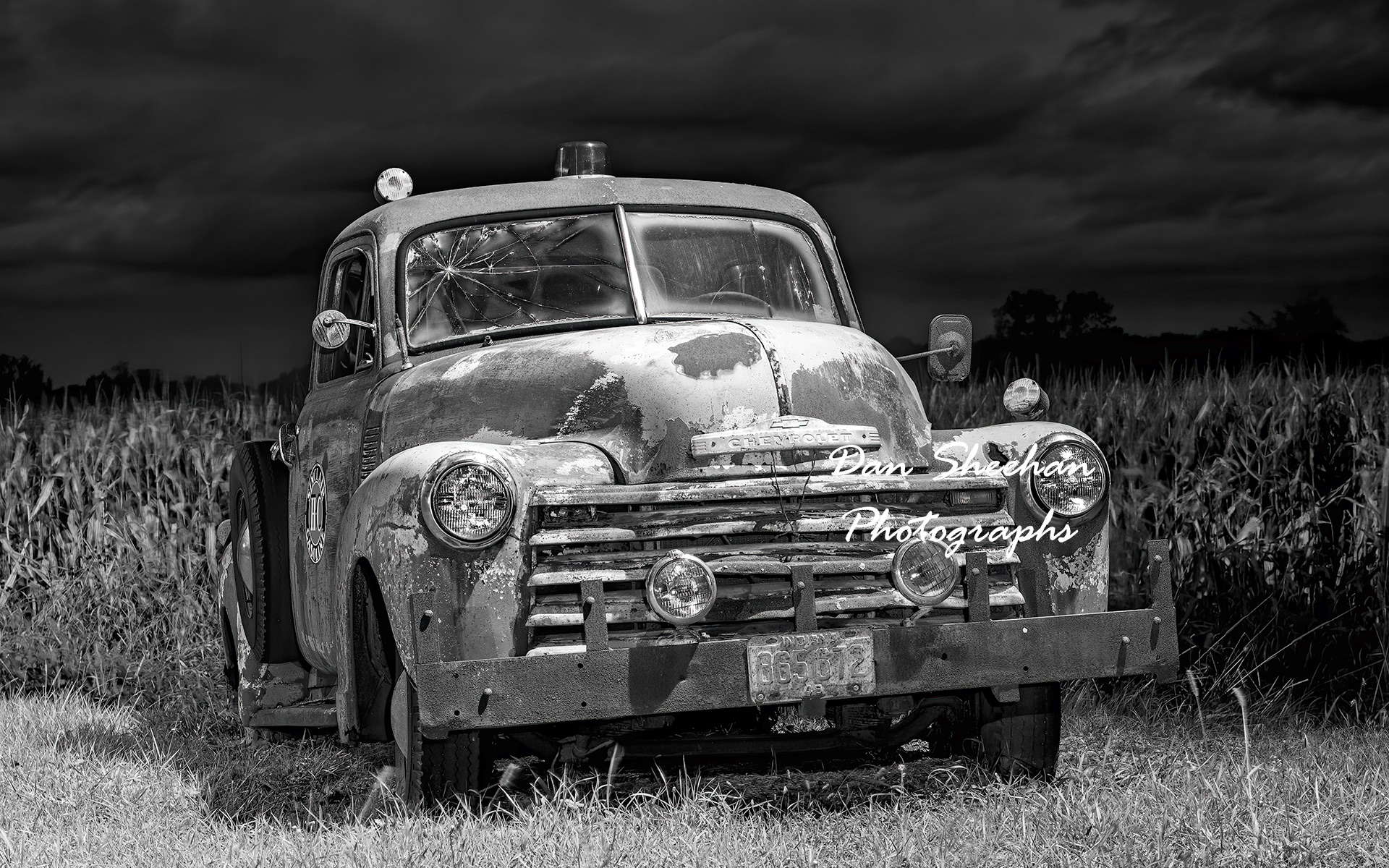 Chevrolet tow truck with an attitude. Long exposure thirty to forty five minutes before dawn.  : Cars : Dan Sheehan Photographs - Fine Art Stock Photography